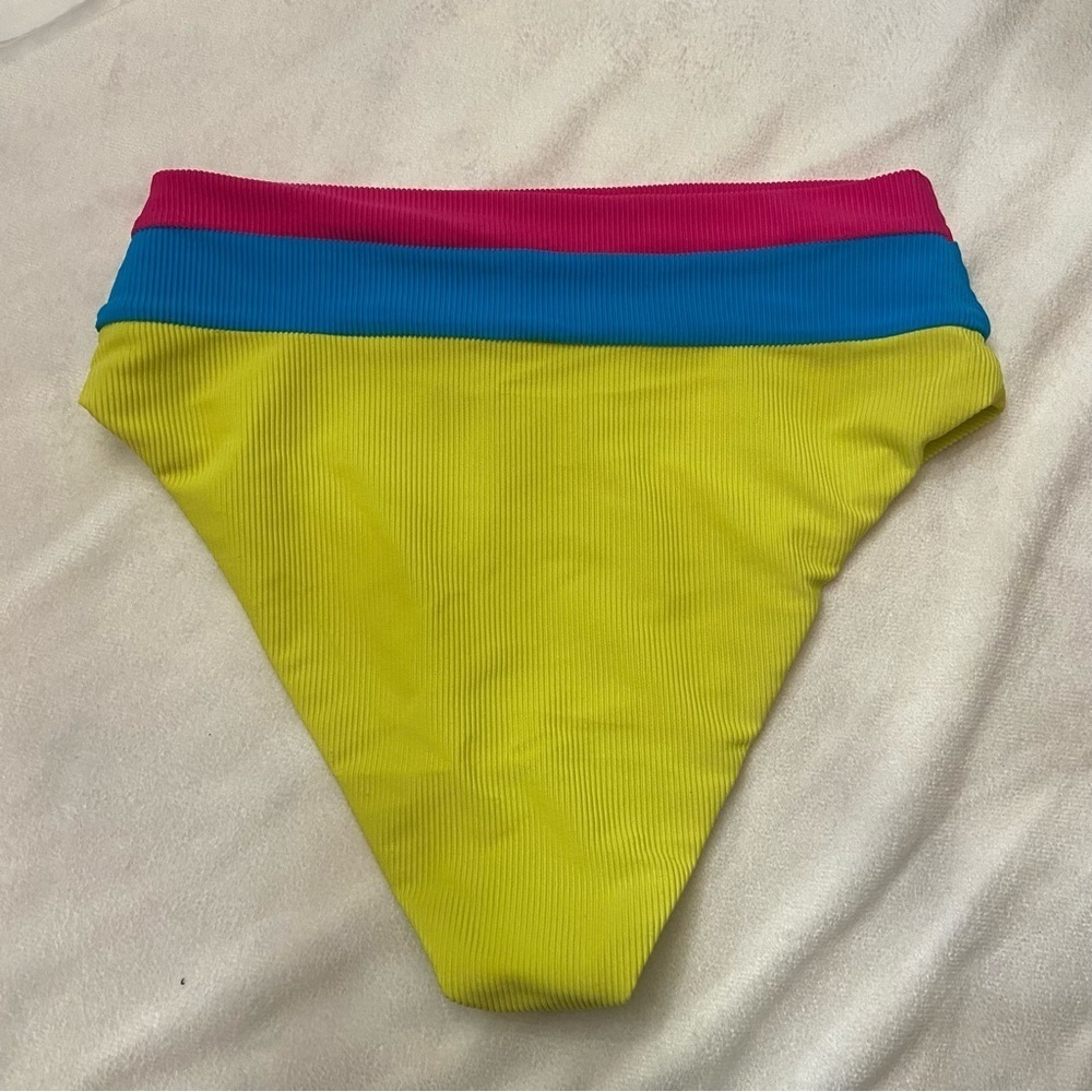 New! Beach Riot Heidi Retro Bright Color Block Ribbed Bikini Bottom 3932 - Picture 5 of 8